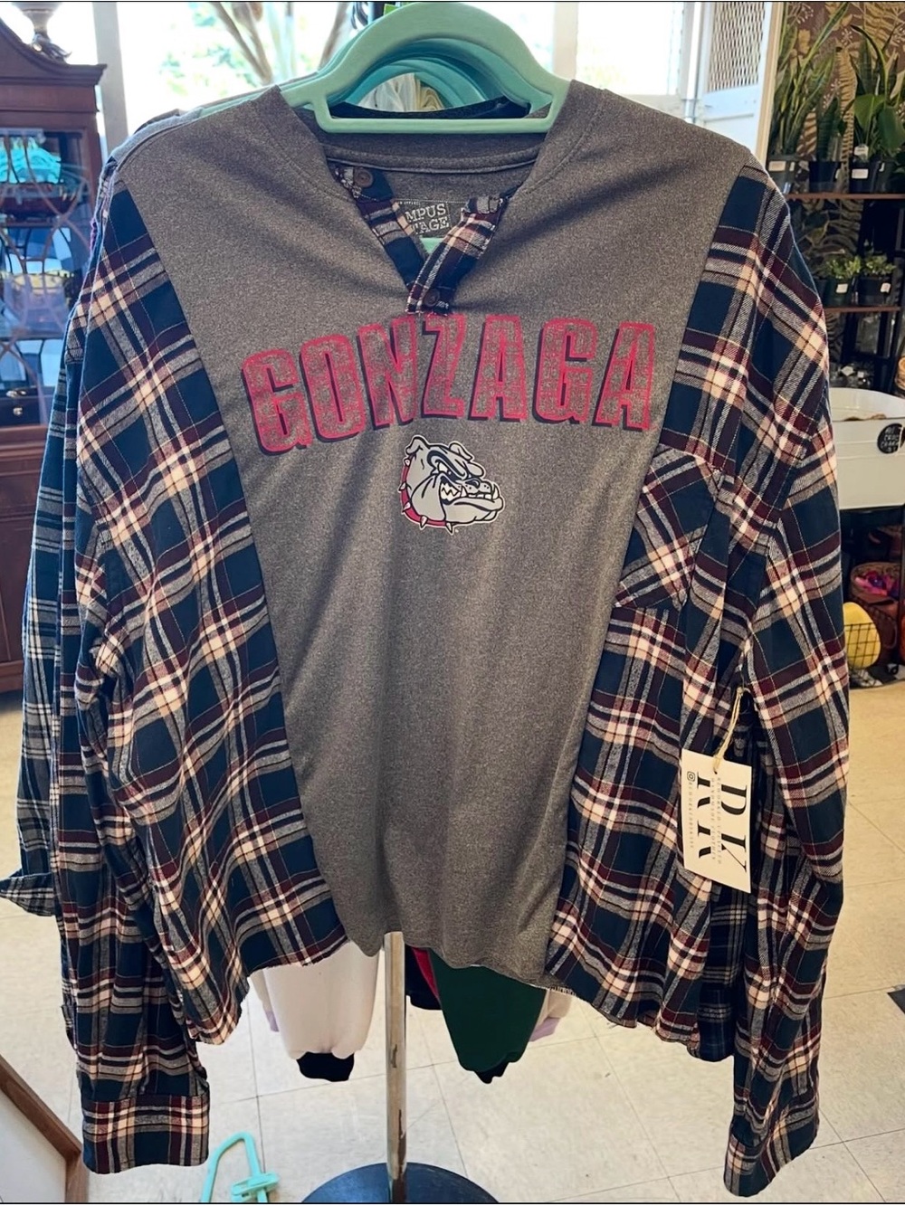 Gonzaga Women’s upcycled flannel shirt